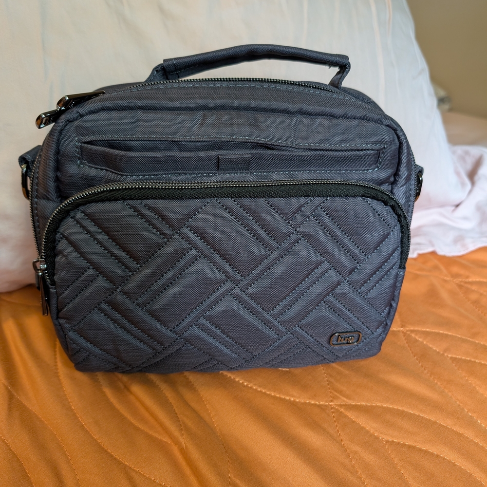 Lug Gray Quilted Messenger Bag with Geometric Design